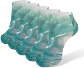 Swan Swimming on The Lake 5 Pairs Ankle Socks Low-Cut Non Slip Athletic Running Flat Sock for Men And Women