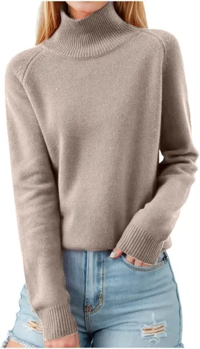 Sweaters for Women Trendy Turtleneck Long Sleeve Sweater Knit Fleece Sweatshirts No Hood Cropped Pullover Sweaters