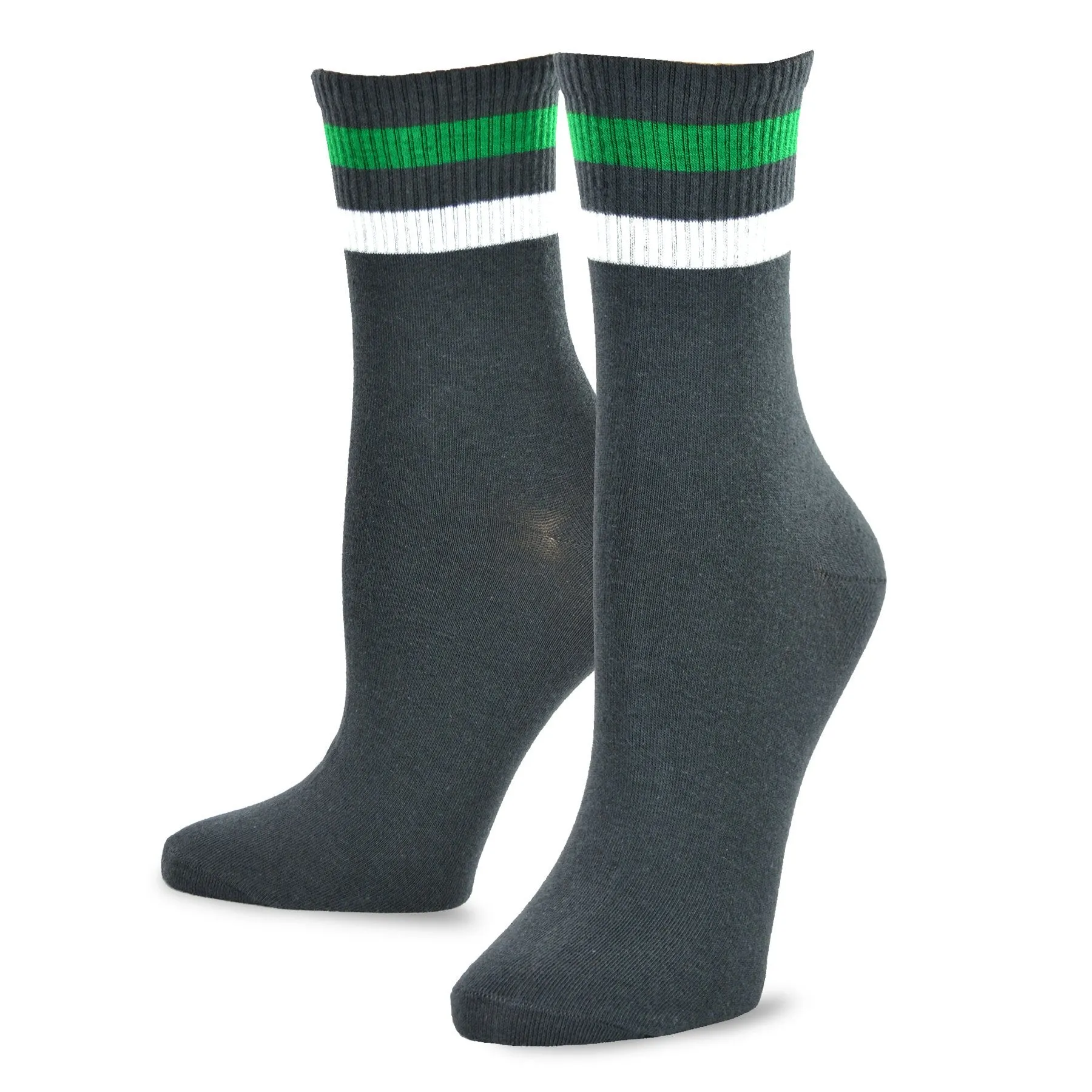 TeeHee Socks Women's Casual Cotton Crew Sports Stripe 5-Pack (11916)