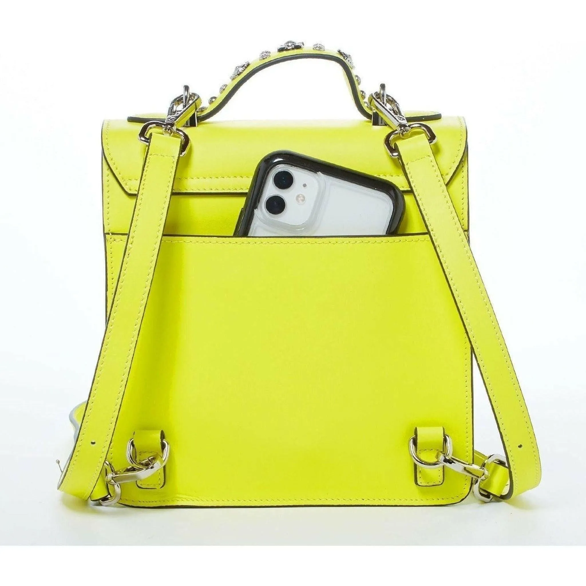 The Hollywood Backpack Purse Leather in Yellow