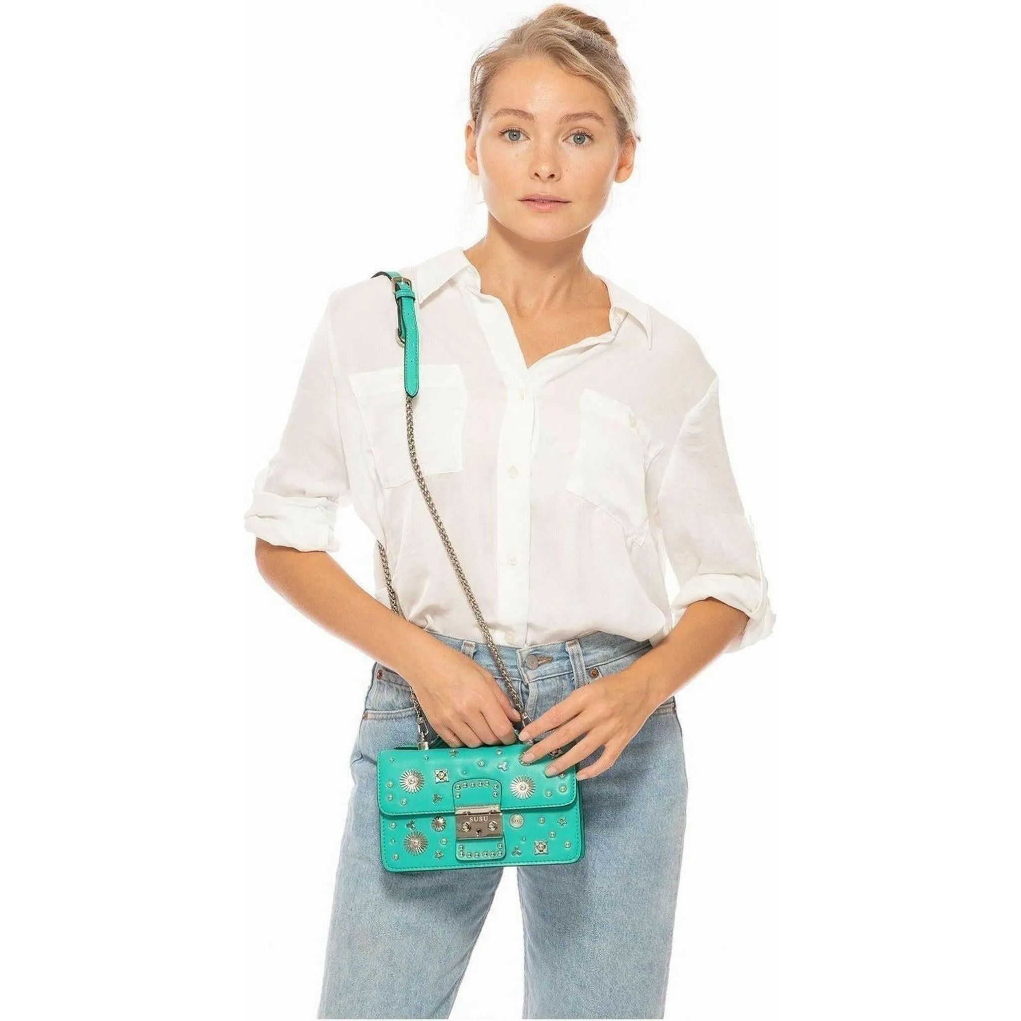 The Hollywood Green Purse with Studs