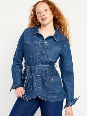 Tie-Waist Jean Utility Jacket
