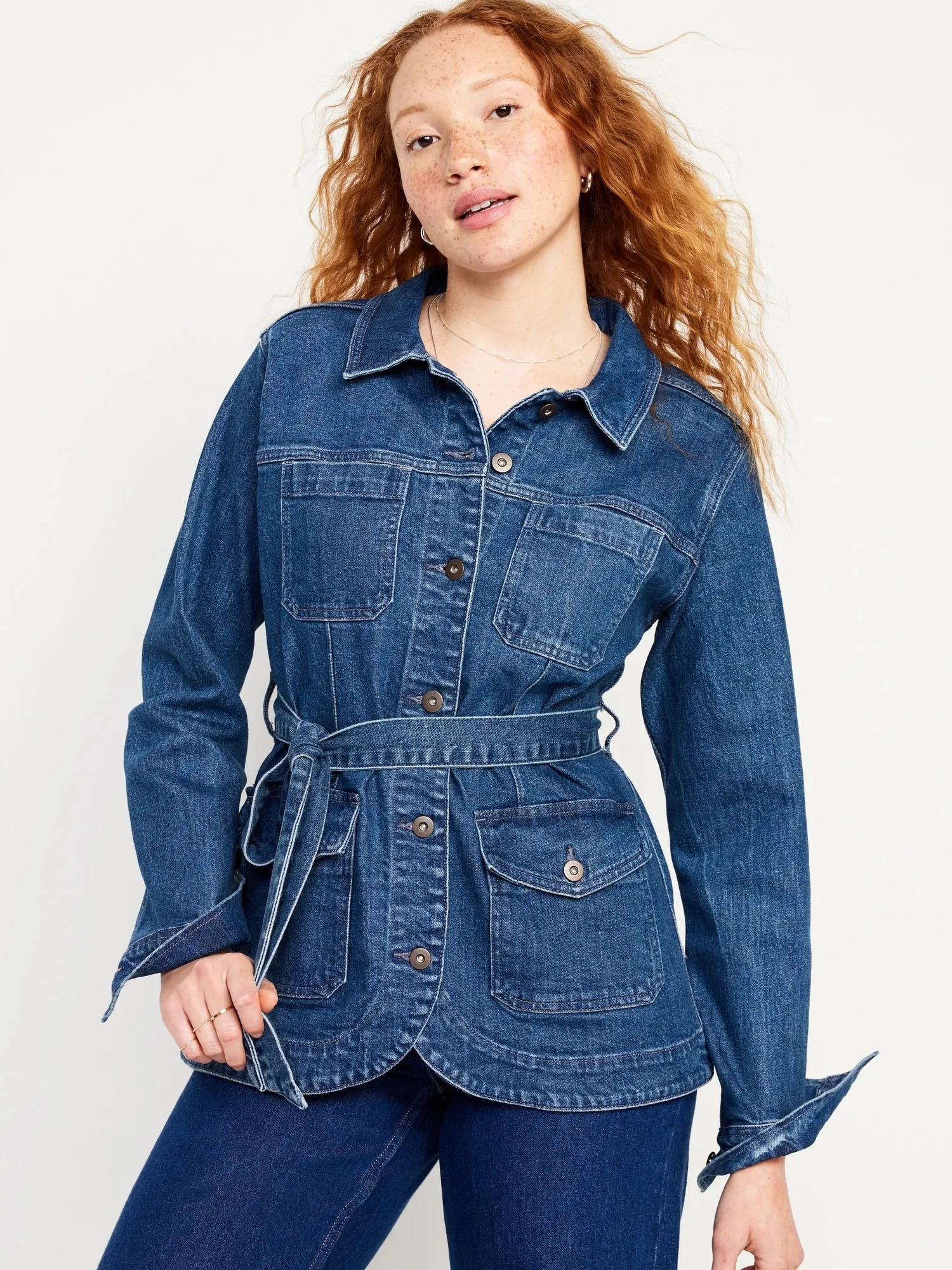 Tie-Waist Jean Utility Jacket