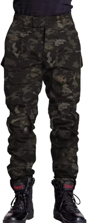 TRGPSG Men's Hiking Pants, Ripstop Camo Cargo Pants, Multi-Pocket Casual Work Pants