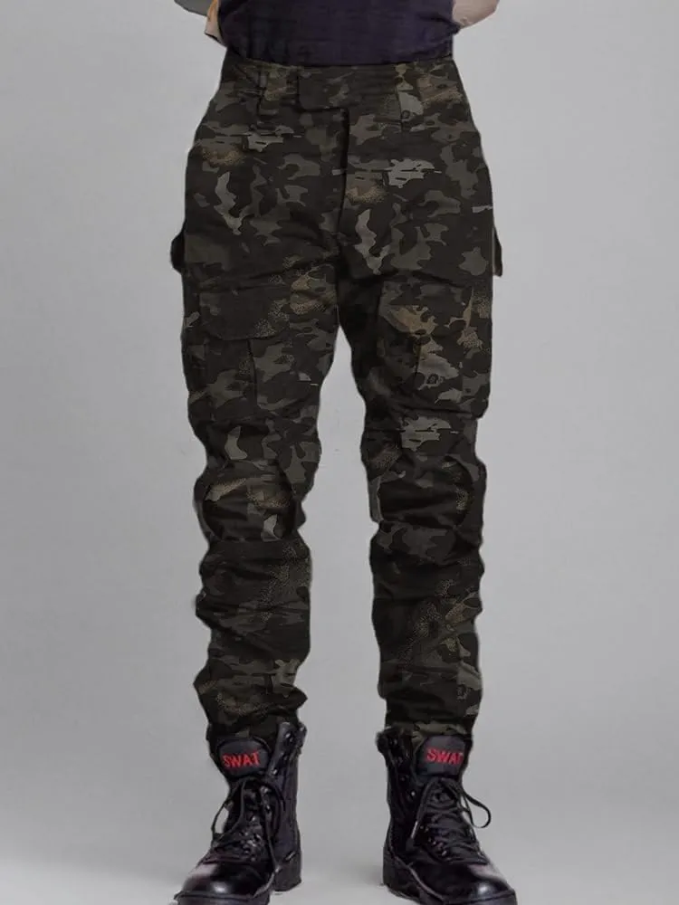 TRGPSG Men's Hiking Pants, Ripstop Camo Cargo Pants, Multi-Pocket Casual Work Pants