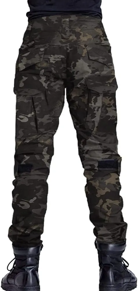 TRGPSG Men's Hiking Pants, Ripstop Camo Cargo Pants, Multi-Pocket Casual Work Pants