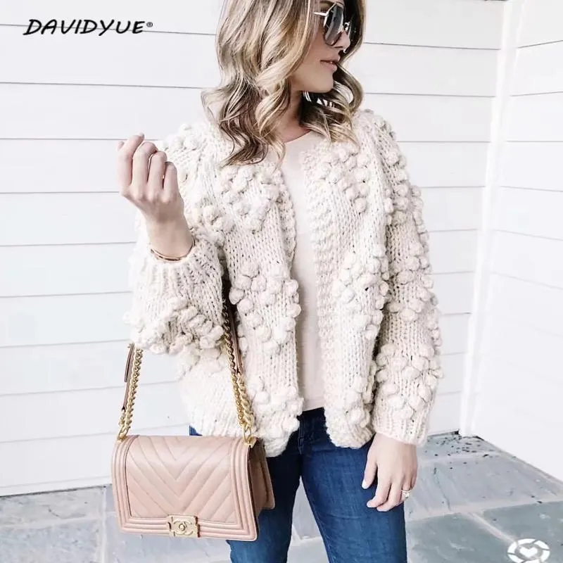 VenusFox Hairball o neck long sleeve pink knitted cardigan