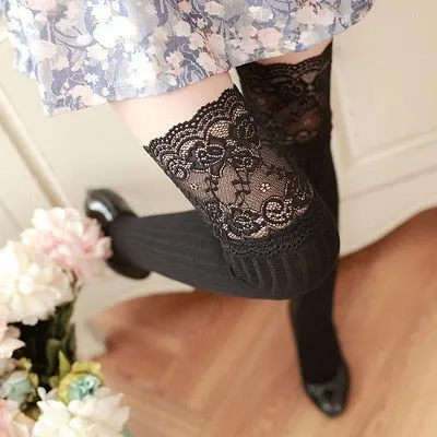 VenusFox Women Over Knee Socks Female Sexy Warm Long Boot Knit Thigh-High Stockings