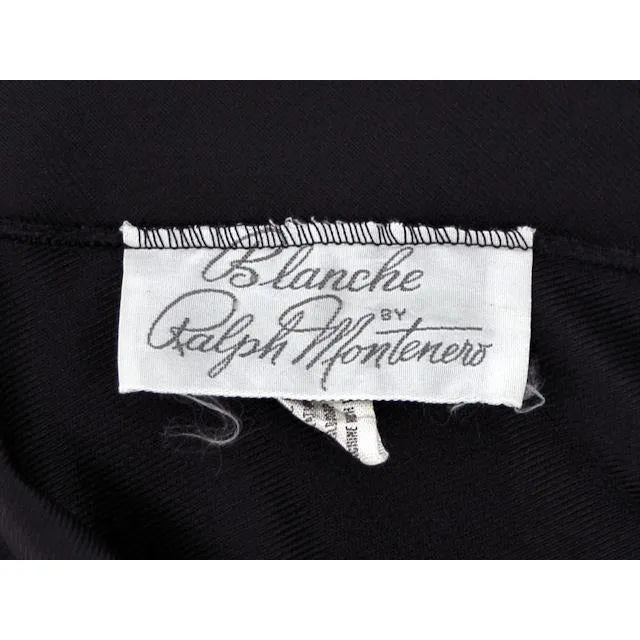 Vintage Black Nylon Full Length Negligee Blanche by Ralph Montenero 1970s L