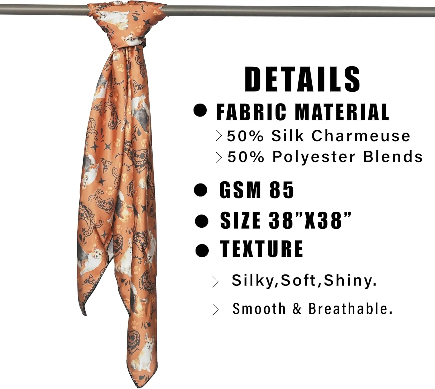 Western Cowboy Wild Rag Silk Scarf Bandana Square Silky 38'' Scarves for Men & Women