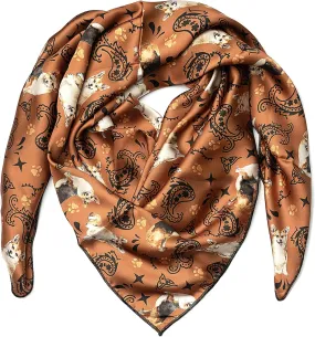 Western Cowboy Wild Rag Silk Scarf Bandana Square Silky 38'' Scarves for Men & Women