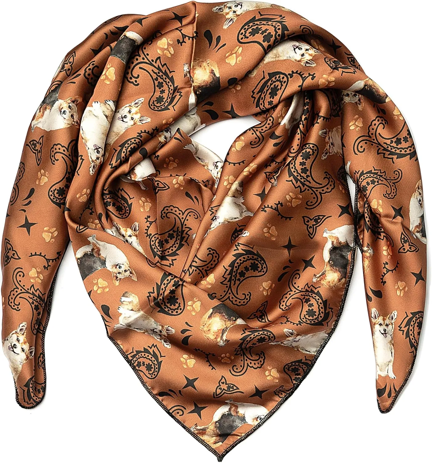 Western Cowboy Wild Rag Silk Scarf Bandana Square Silky 38'' Scarves for Men & Women