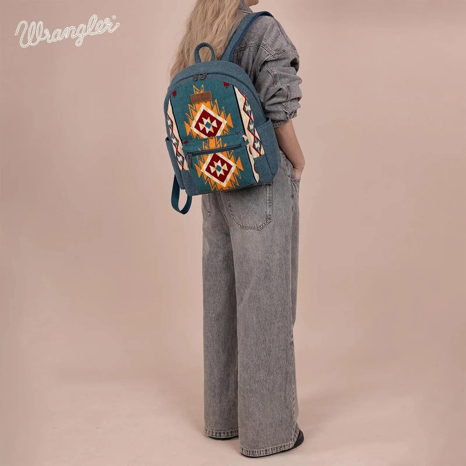 WG174-91153 Wrangler Southwestern Knitted Backpack - Turquoise