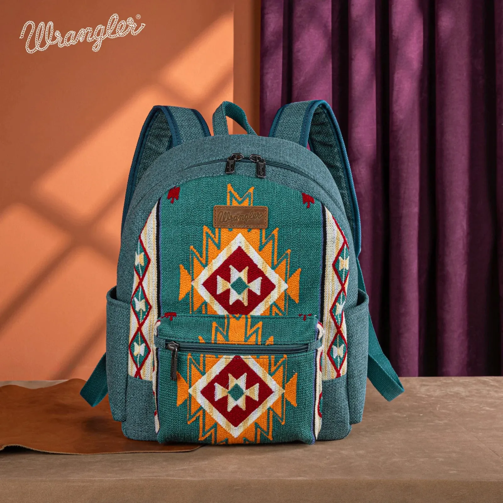 WG174-91153 Wrangler Southwestern Knitted Backpack - Turquoise