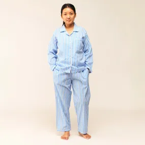 Women Azure Striped Pajama Set