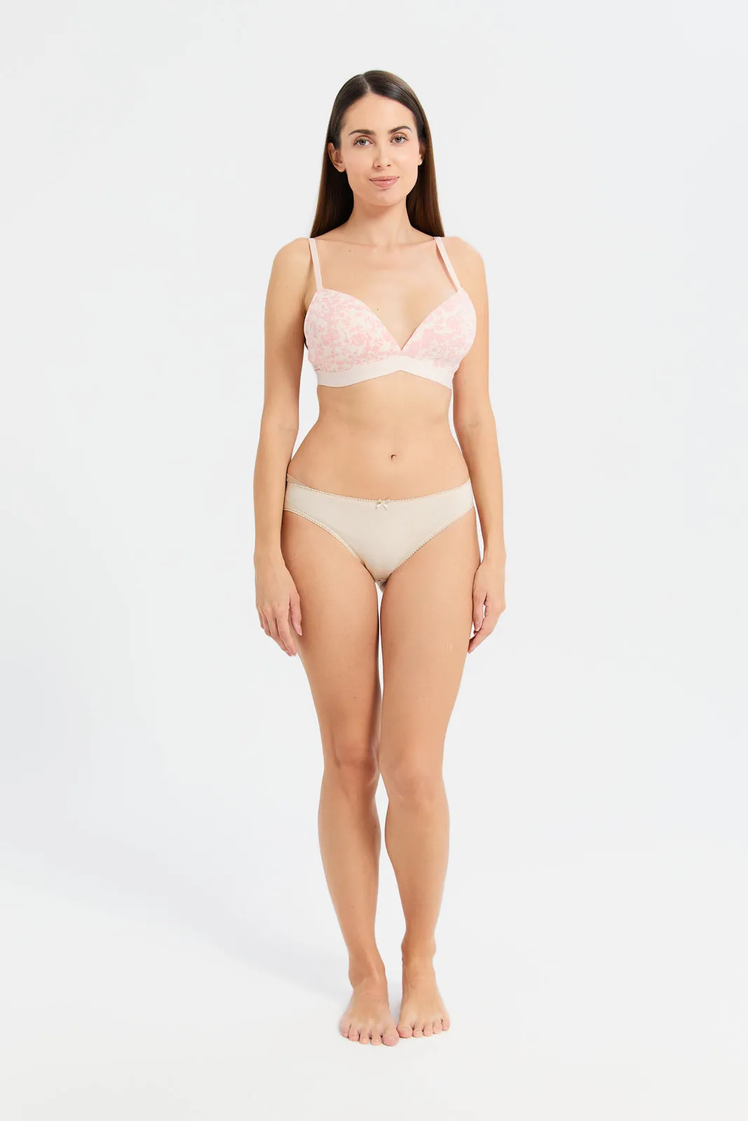 Women Printed Plunge Non-Wired Bra Set (Pack Of 3)