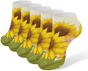 Women Socks Bees Sunflowers Daisy Rose Flowers Printed Christmas Socks Ankle Socks Athletic Socks Slipper Socks No Show Socks