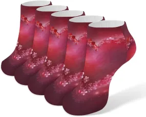 Women Socks Valentine Day Heart Flower Printed Christmas Socks Ankle Socks Athletic Socks Slipper Socks No Show Socks