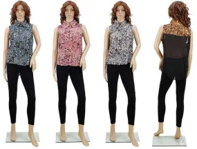women's blouses - animal print chiffon button down Case of 72