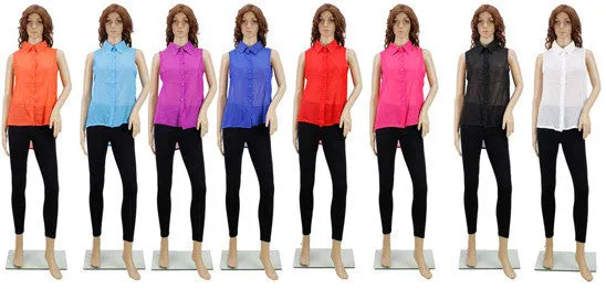 women's blouses - chiffon collared button down Case of 72