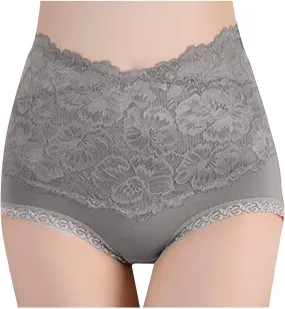 Women's Briefs Underwear No Show High Waist Tummy Control Panties Rose Jacquard Ladies Panty Full Coverage Panties