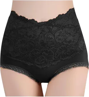 Women's Briefs Underwear No Show High Waist Tummy Control Panties Rose Jacquard Ladies Panty Full Coverage Panties