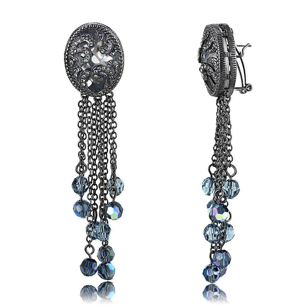 Women's Earrings - LO4199 - TIN Cobalt Black Brass Earrings