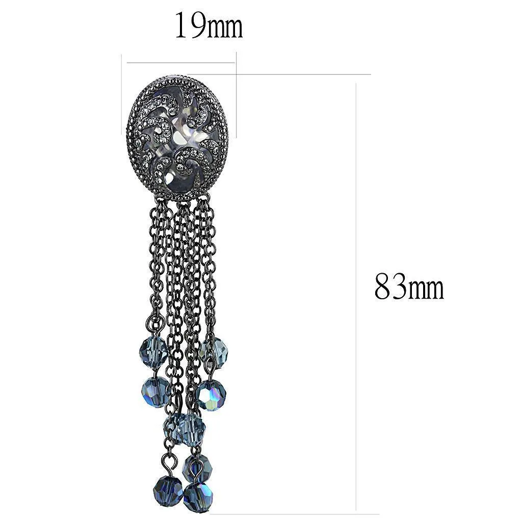 Women's Earrings - LO4199 - TIN Cobalt Black Brass Earrings