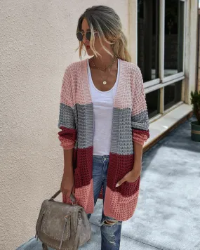 Women’s Knit Colorblock Cardigan with Pockets