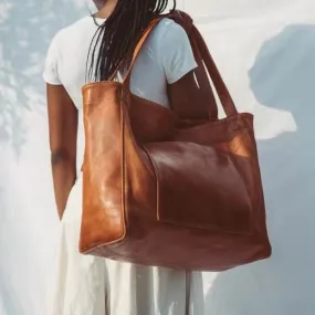 Women's Large Capacity Oil Wax Tote Bag