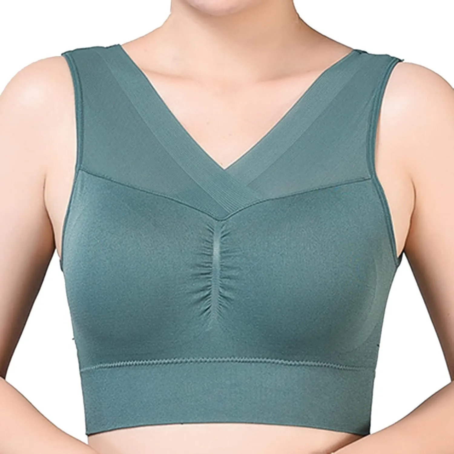 Womens Seamless Workout Yoga Bra Wireless Padded Bralette V-Neck Tank Top Sexy Crisscross Back Bras