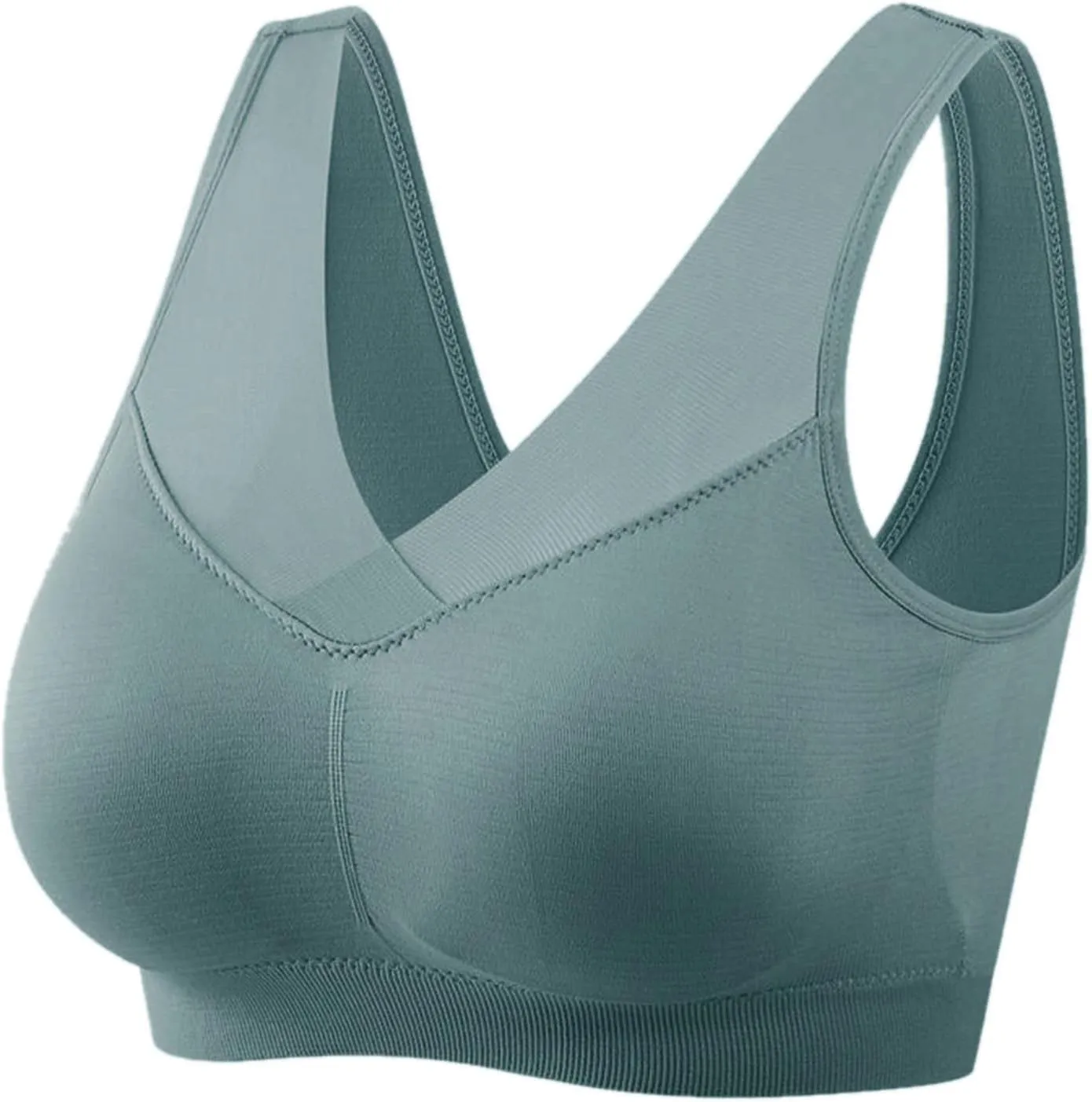 Womens Seamless Workout Yoga Bra Wireless Padded Bralette V-Neck Tank Top Sexy Crisscross Back Bras