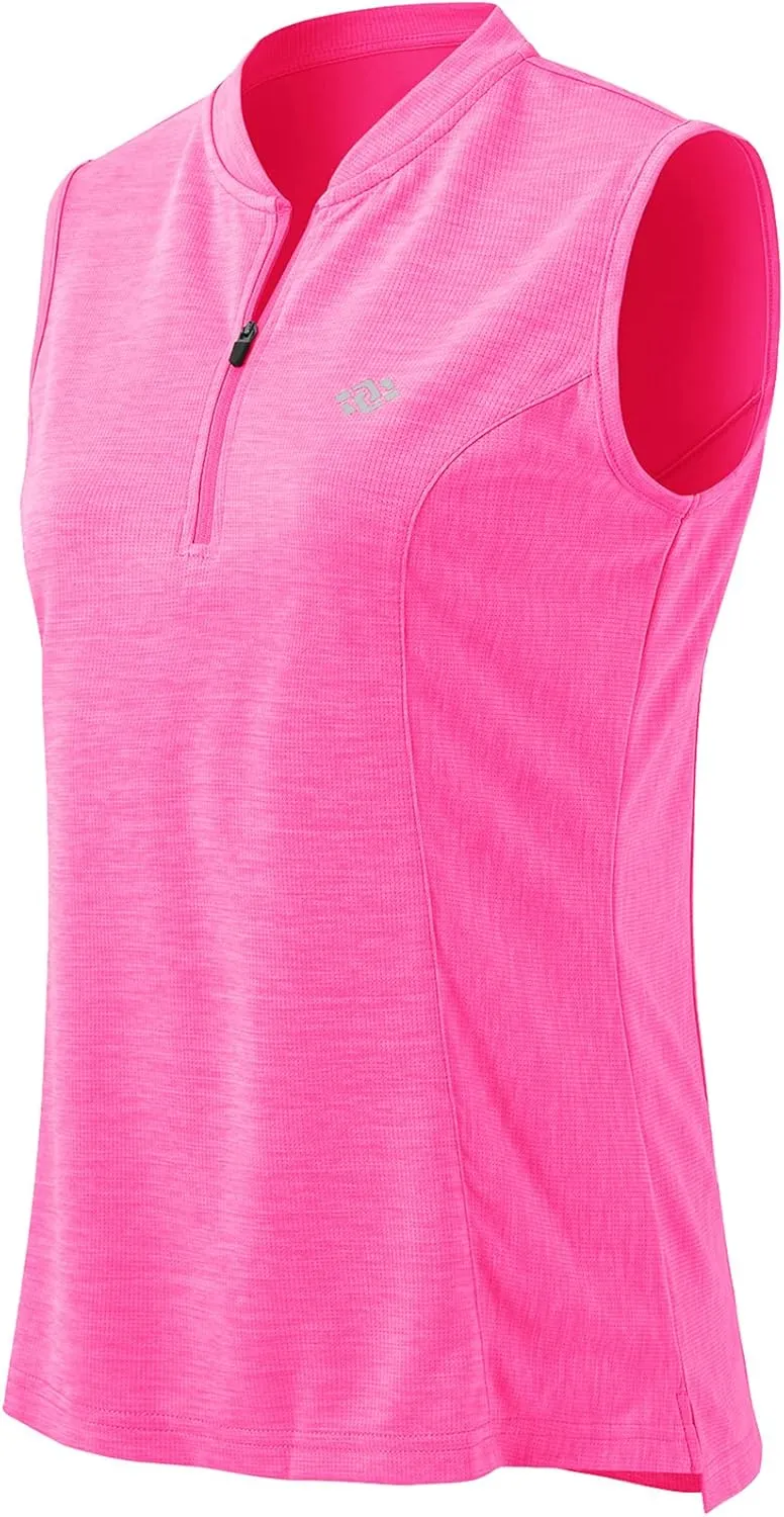 Women's Sleeveless Tennis Shirt Golf Shirts for Women Quick Dry Pickleball Shirts UPF 50  Sportswear T-Shirts with Zipper