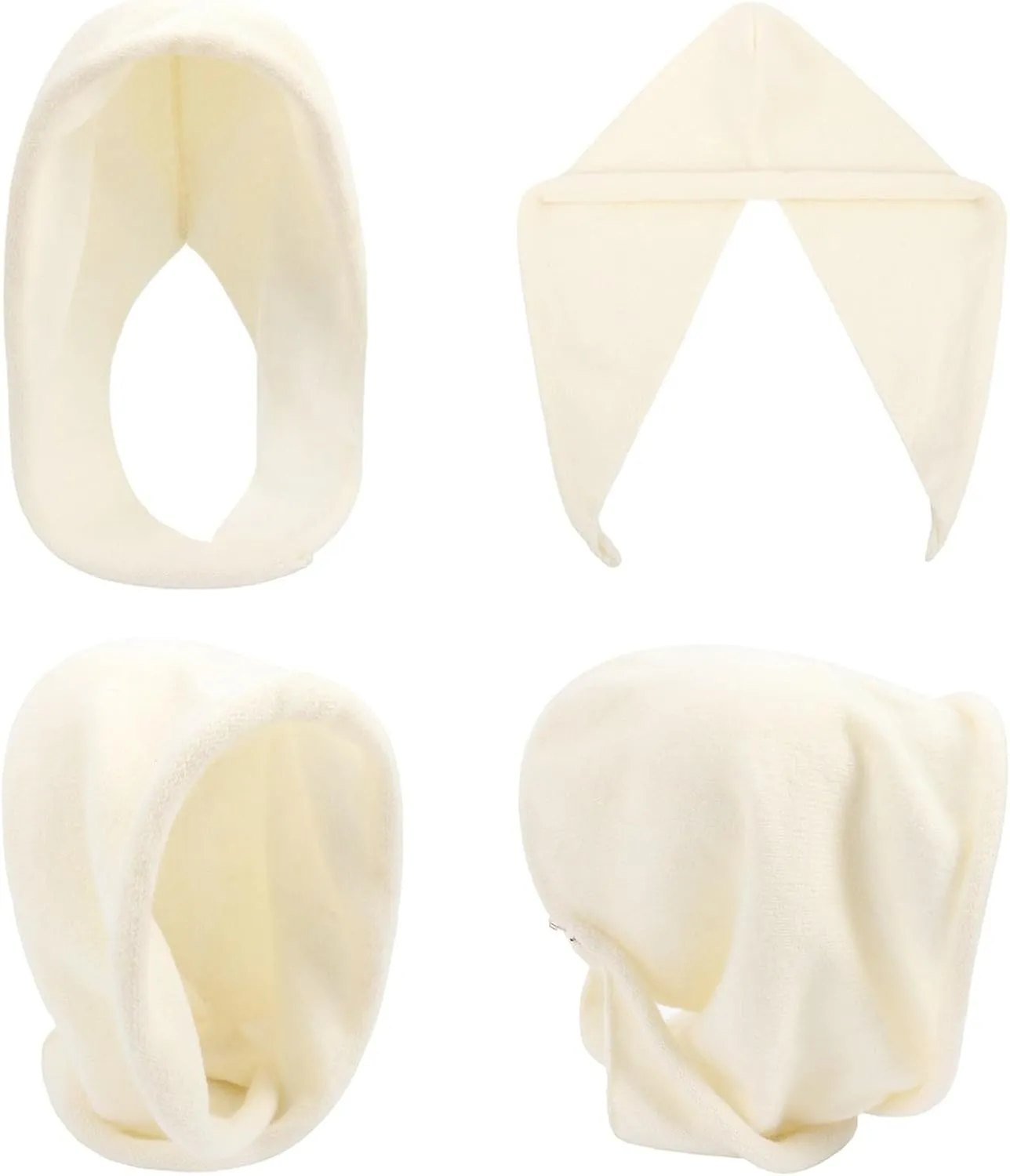 Women's Solid Color Winter Scarf Hat Combo Plush Knit Headscarf with Faux Caps