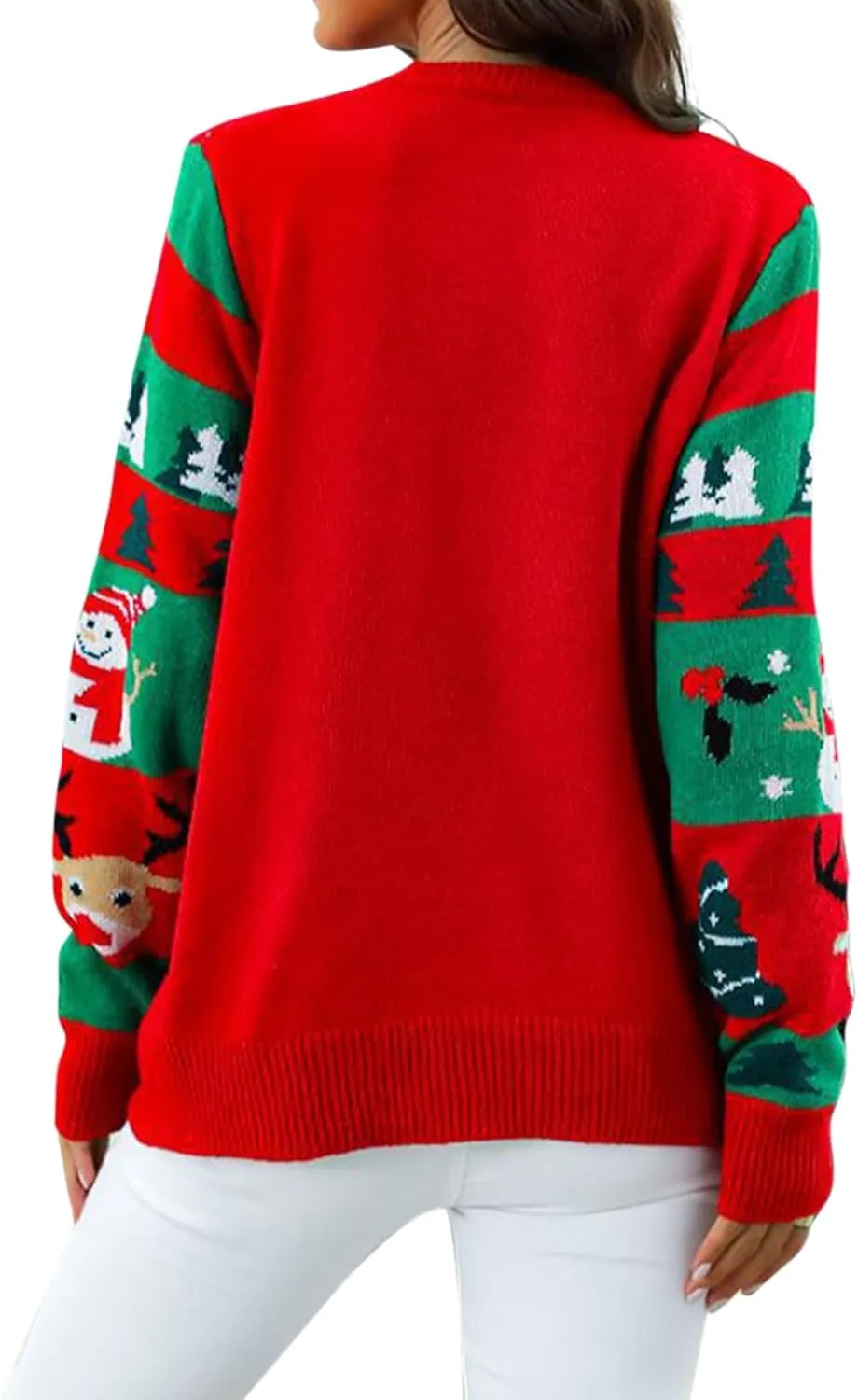 Women's Ugly Christmas Sweaters Warm Knitted Christmas Sweaters Crew Neck Holiday Pullovers Funny Xmas Tops