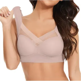 Womens V Lace Mesh Wireless Seamless Bras No Underwire Comfort Push Up Bras Supportive Full Coverage Bralettes T Shirt Bra