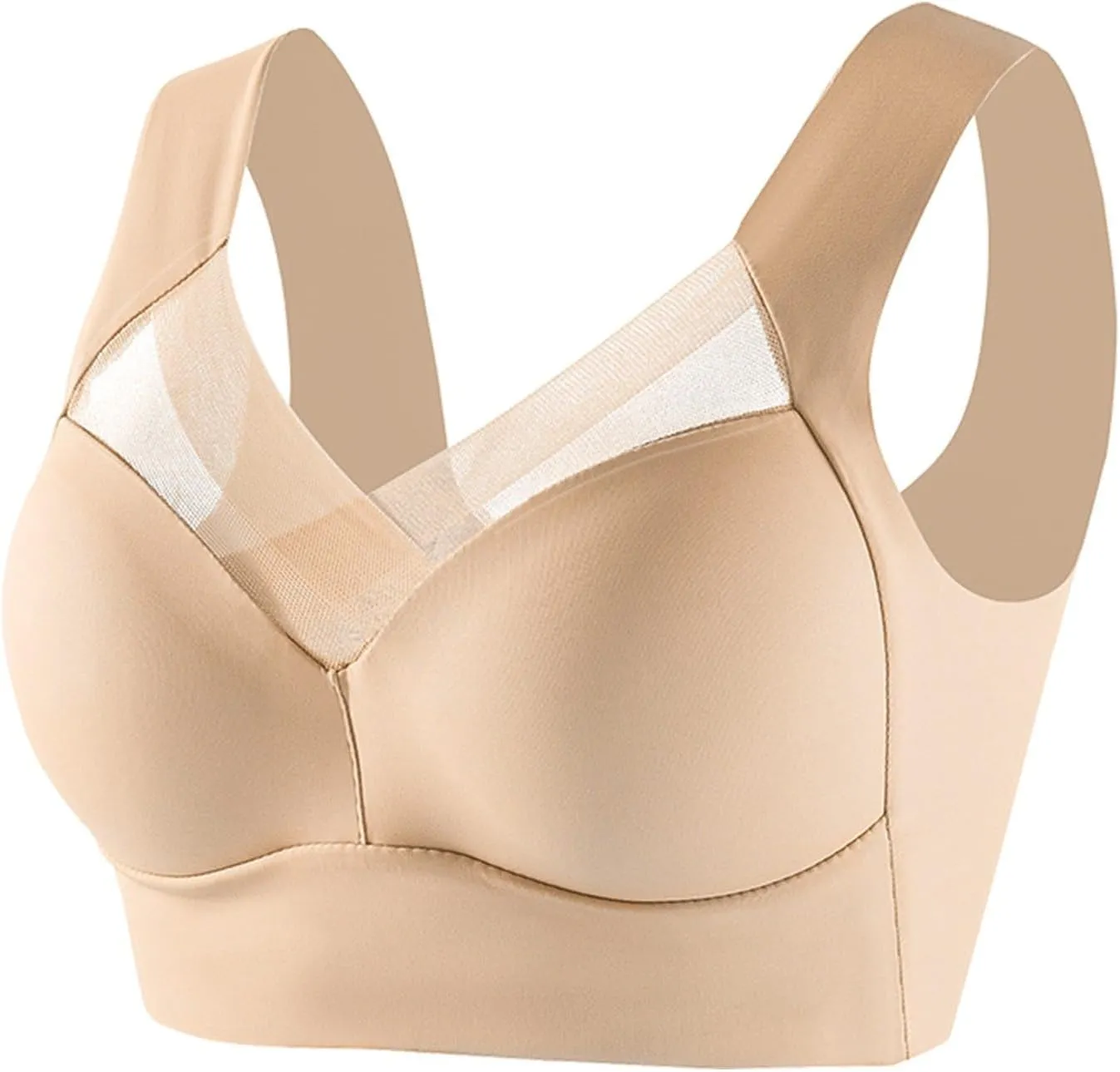 Zen Chic Bra Ultimate Lift Full-Figure Fashion Deep Cup Bra Wireless Seamless Mesh Bras Padded Push Up Back Fat Bras